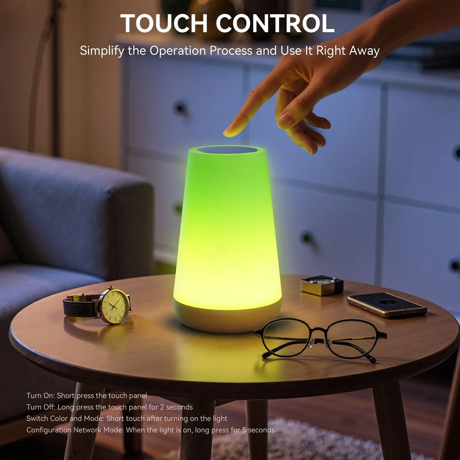 Tuya Smart APP WIFI Table Lamp Ambient Bedside Lamp Remotely Controlled Bedside Lamp Night Light with Multiple Lighting Modes