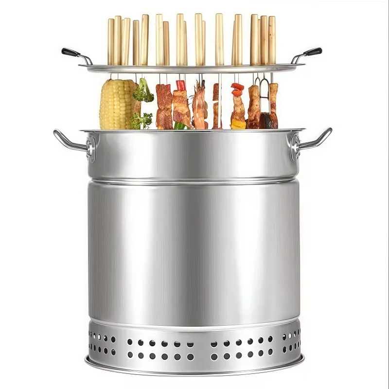 

Smokeless Home Barbecue GrillOutdoor Portable Charcoal Hanger Stainless Steel Barbecue Grill