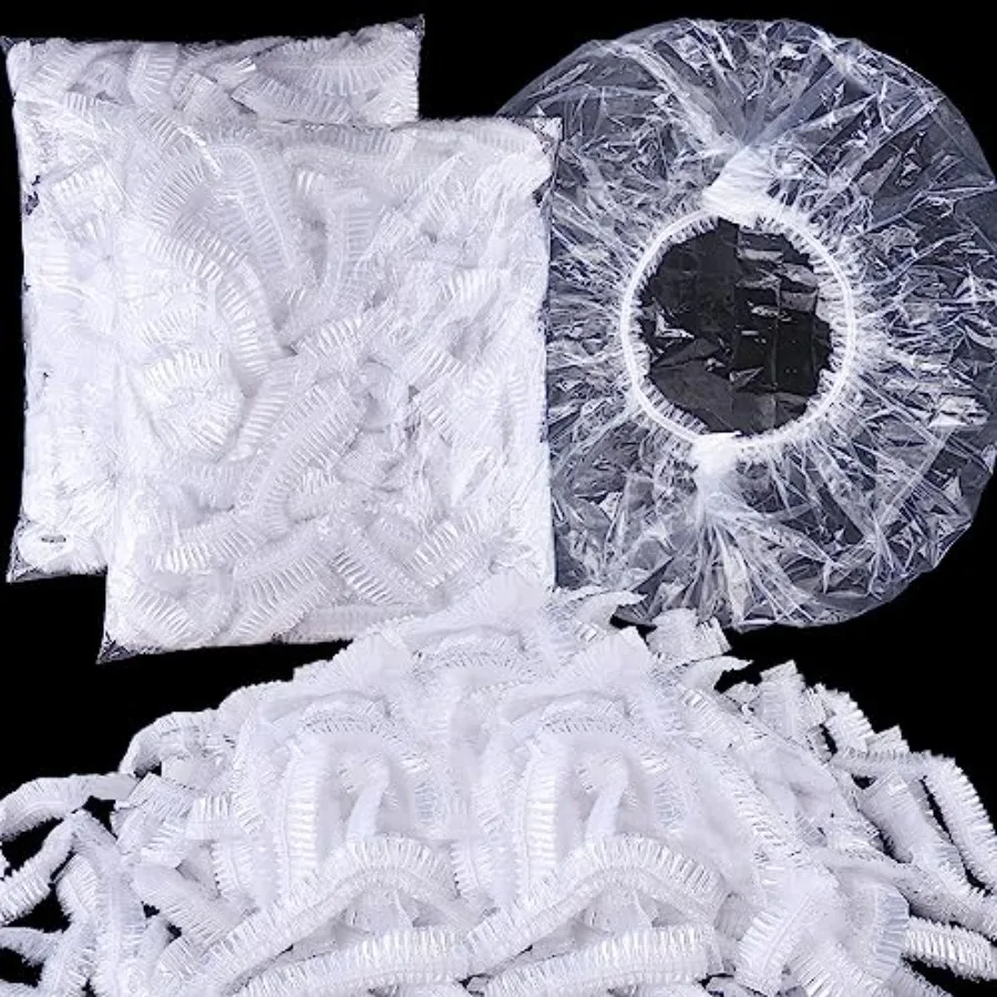 

YGQQOY Shower Caps, 200PCS Large Thick Disposable Shower Caps, Bowl Covers, Clear Plastic Wrap for Women, Bath Caps for Hair Tr
