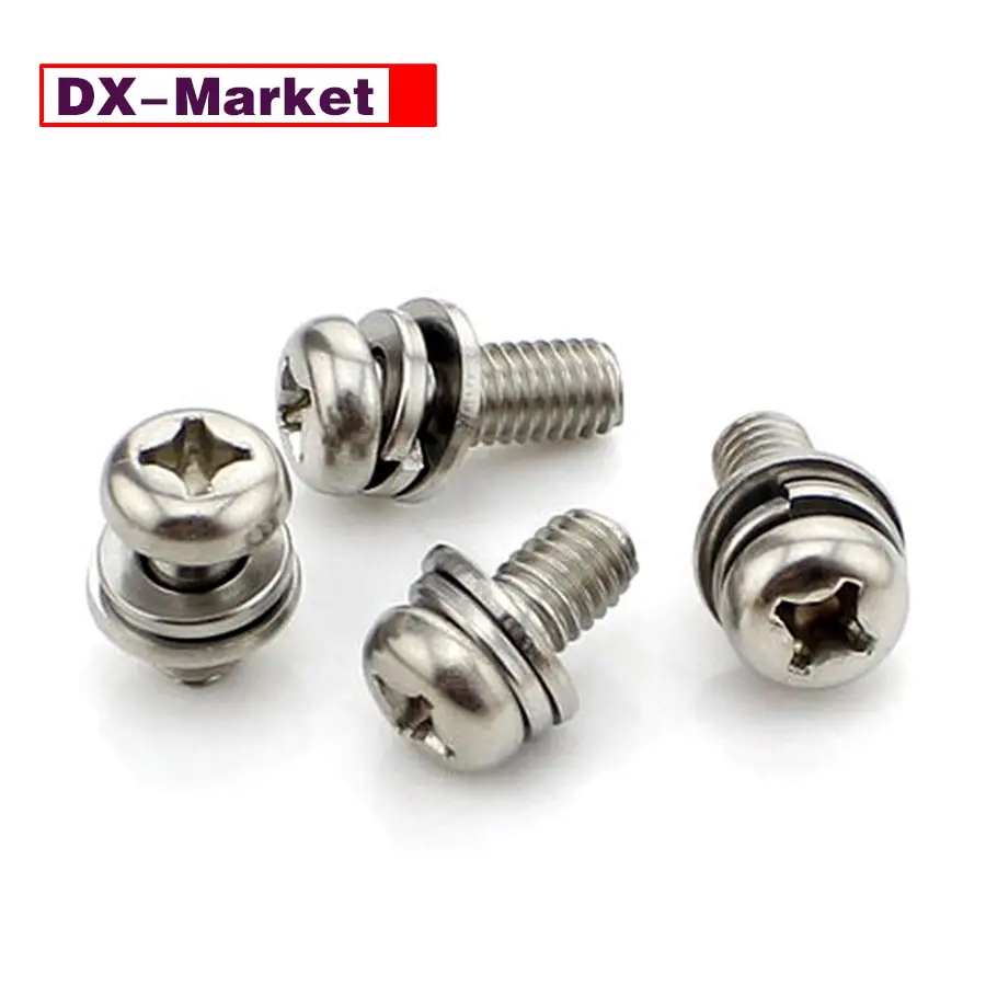 

M5 SS304 Cross Recess Pan Head Screw Double Washers Assembly ,A021
