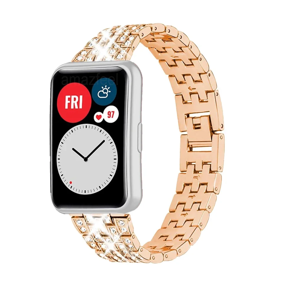 Vòng Đeo Tay Cho Đồng Hồ Huawei Fit/Phù Hợp Với 2 Dây Đeo Đờ Mi Kim Cương Kim Loại Đồng Hồ Đeo Tay Ban Nhạc Cho Đồng Hồ Huawei Watch Phù Hợp Với 2 Dây Đeo Đồng Hồ
