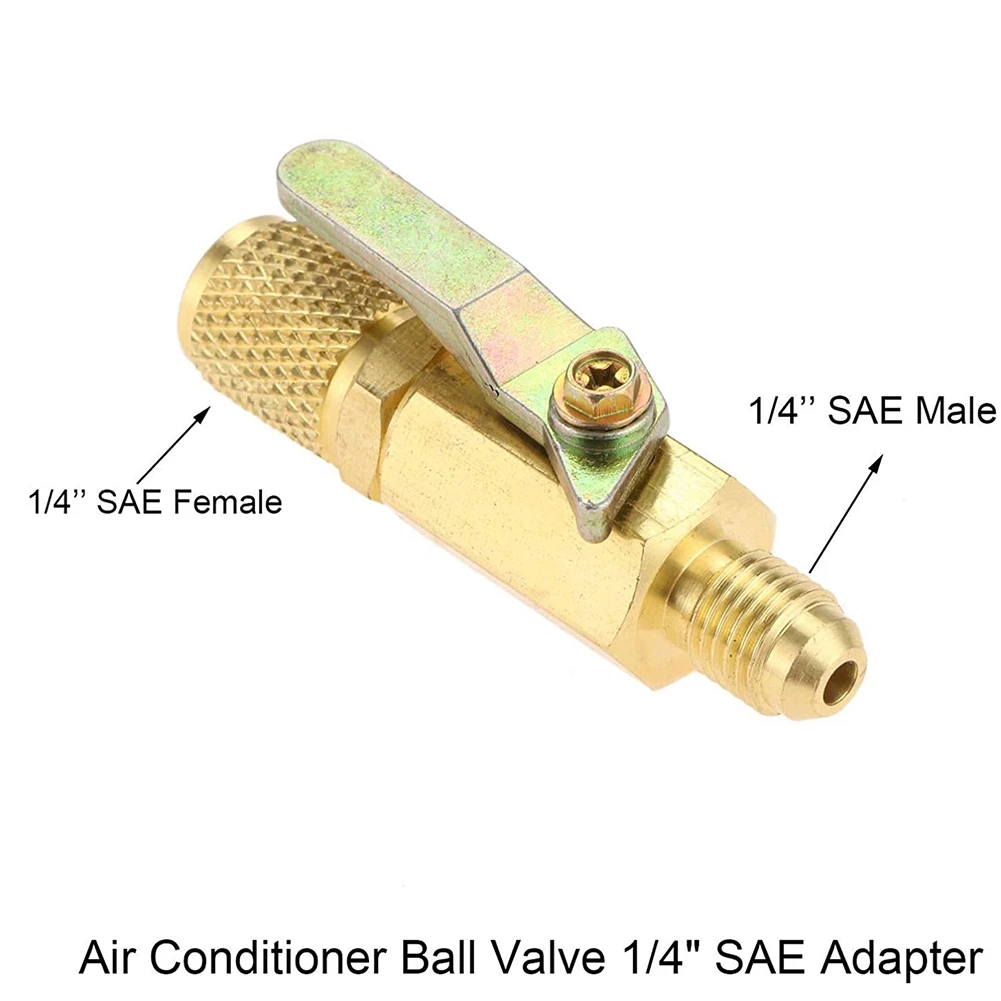 Air Conditioner Ball Valve 1/4 Inch SAE Adapter and 1/4 Inch Valves Core Quick Coupler Access Tee,for R134A Refrigerant