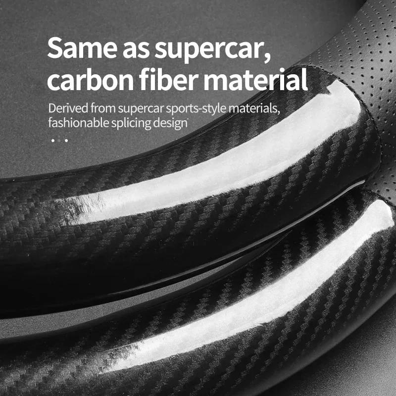 No Smell Thin For Hyundai Getz Steering Wheel Cover Genuine Leather Carbon Fiber