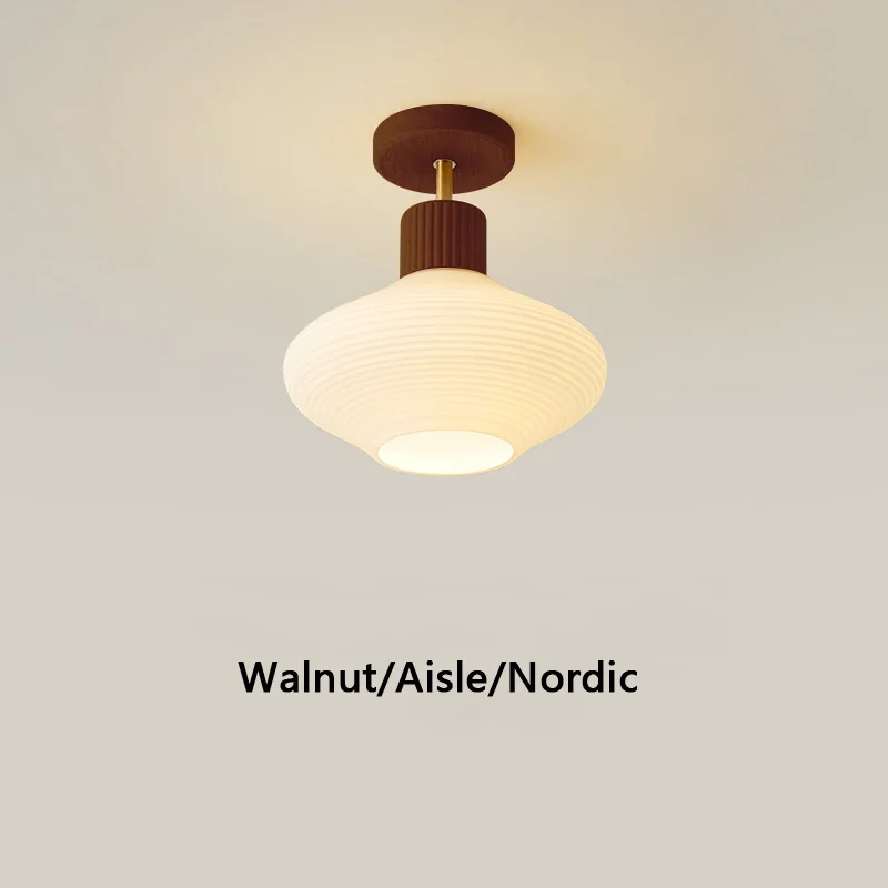 

Fashion Wood Pendant Light Chandelier Simple Lustre Glass Lampshade for Living Room Bedroom Study Dining Room Aisle Balcony