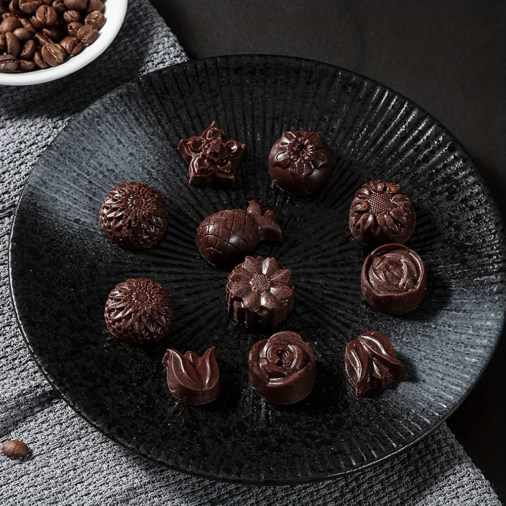4 Flower-Shaped Chocolate Candy Molds Made of Silicone, Food-Grade Non-Stick Jelly Molds, Crayon Molds, Silicone Baking Molds, Bpa-Free, Including Flower, Heart, Tulip, Rose Shapes view 6