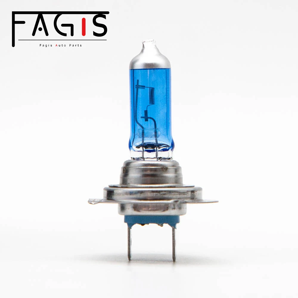 Fagis 2 Pcs H7 12V 55W 4800K Super White Car Headlight Blue Quartz Glass Auto Halogen Bulb Car Lights Low Beam Lights