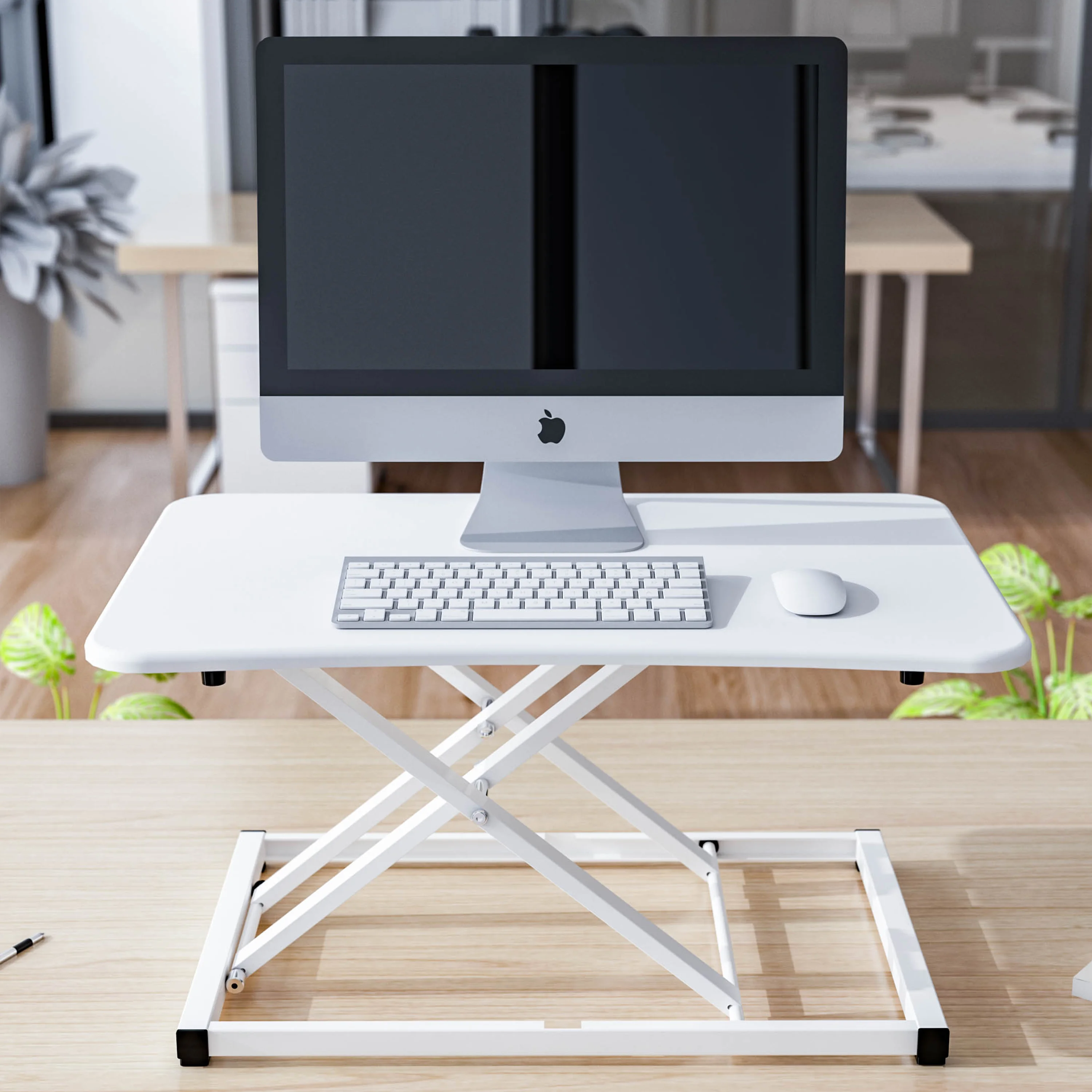 Workstation Adjustable Wooden Desktop Sit Stand Table Convert Laptop Desk to Standing Desk