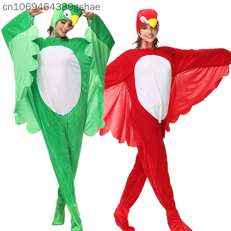 Combinaison de cosplay pour adultes, motif animaux de dessin animé (perroquet et écureuil), tenue de fête d'Halloween, costume de scène unisexe