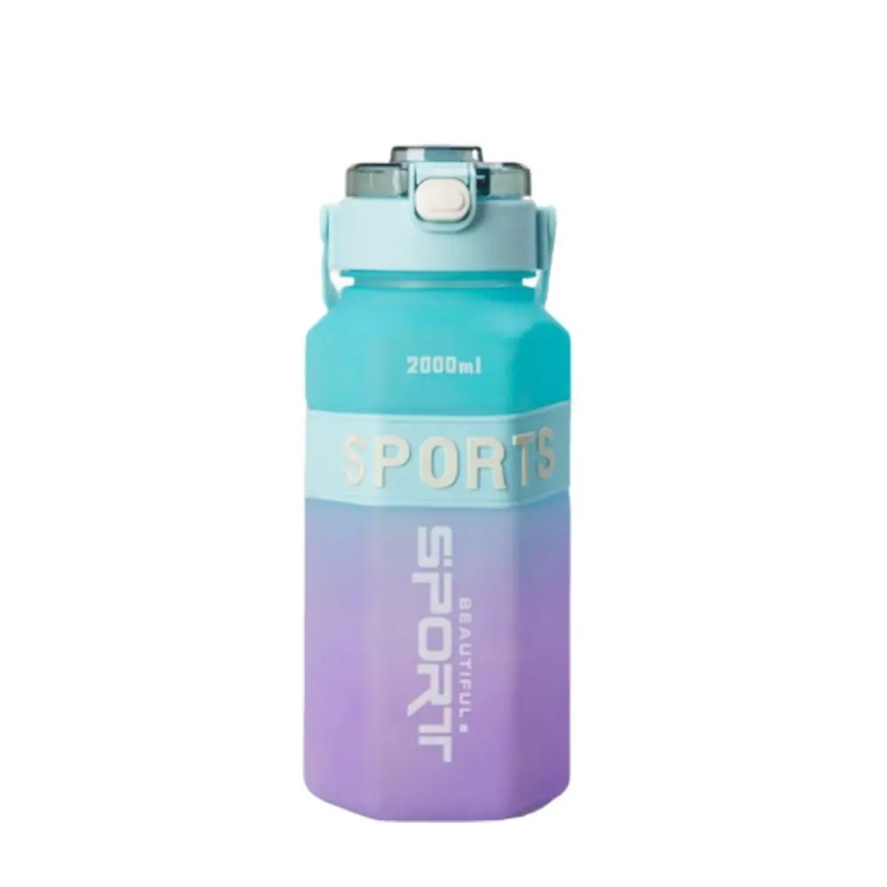 Hexagon 2 Liter Sports Water Bottle PC Frosted Leak Proof Colorful Cup Large Capacity Portable Fitness Sports Kettle Fitness