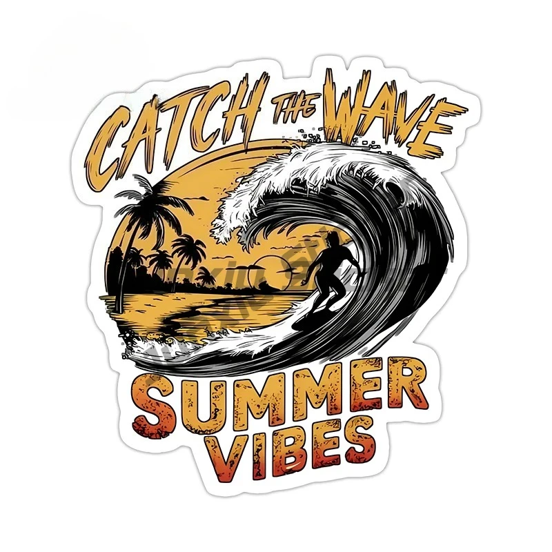 

Catch The Waves Car Stickers Hawaii Surf Adventure High Quality Waterproof Decal Suitable for Smooth Surfaces