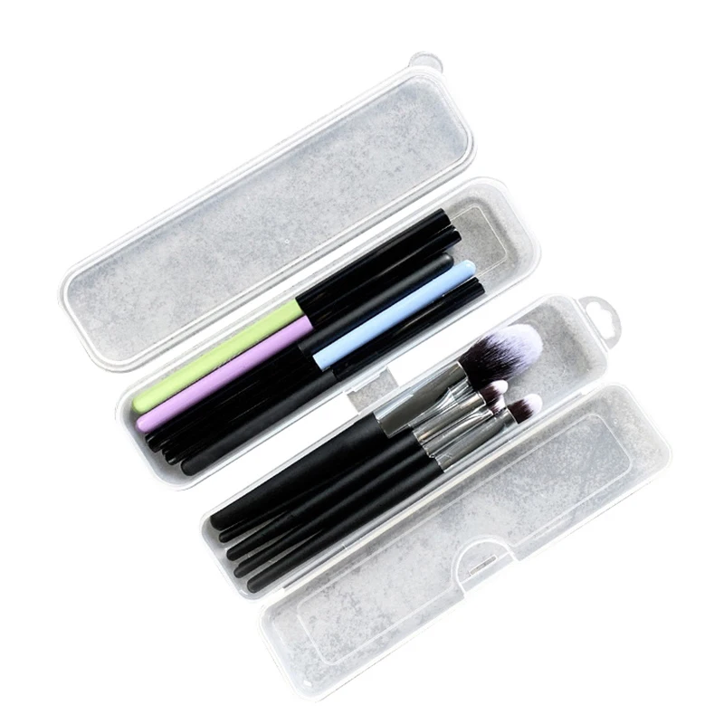 1Pc Transparent Plastic Rectangle Nails Brush Storage Box Decorations Equipment Tools Case