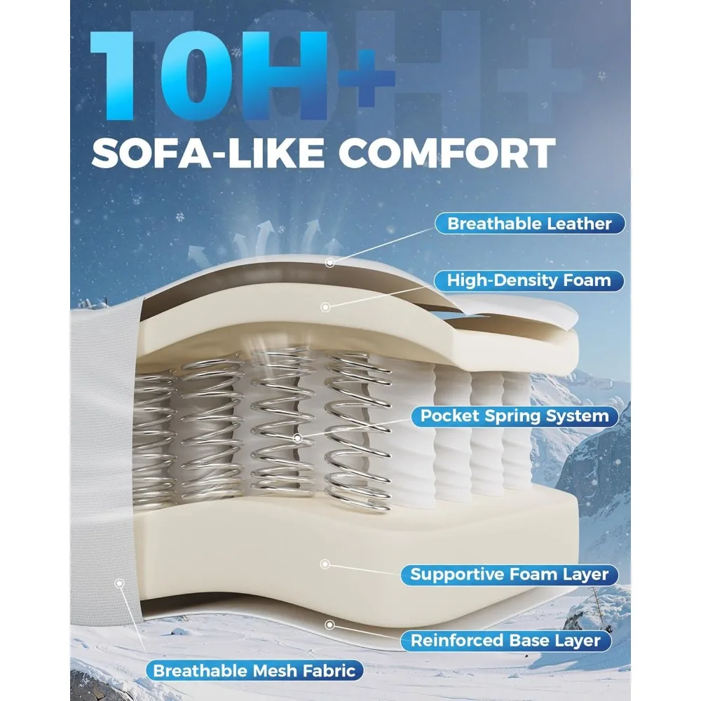 كرسي ألعاب GTPLAYER كبير وطويل مع مسند للقدمين، كرسي مكتب مريح مع وسادة سميكة 4.4 بوصة ومقعد واسع بدون أجنحة، C #5