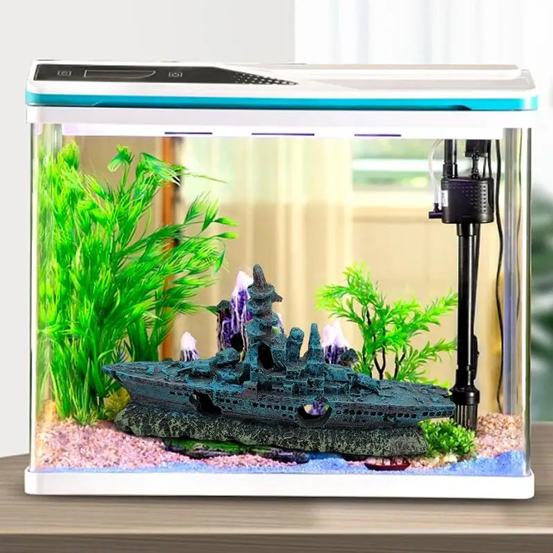 Aquarium Shipwreck Fish Tank Shipwreck Decoration Creative Resin Warship Ornaments Large Fish Tank Sunken Boat Decoration