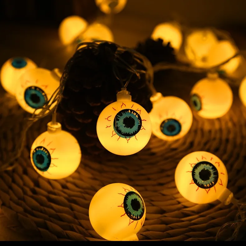Halloween Decoration Led Light String Pumpkin Skull Head Eyeball Shaped Lamp String for Home Garden Holiday Halloween Party