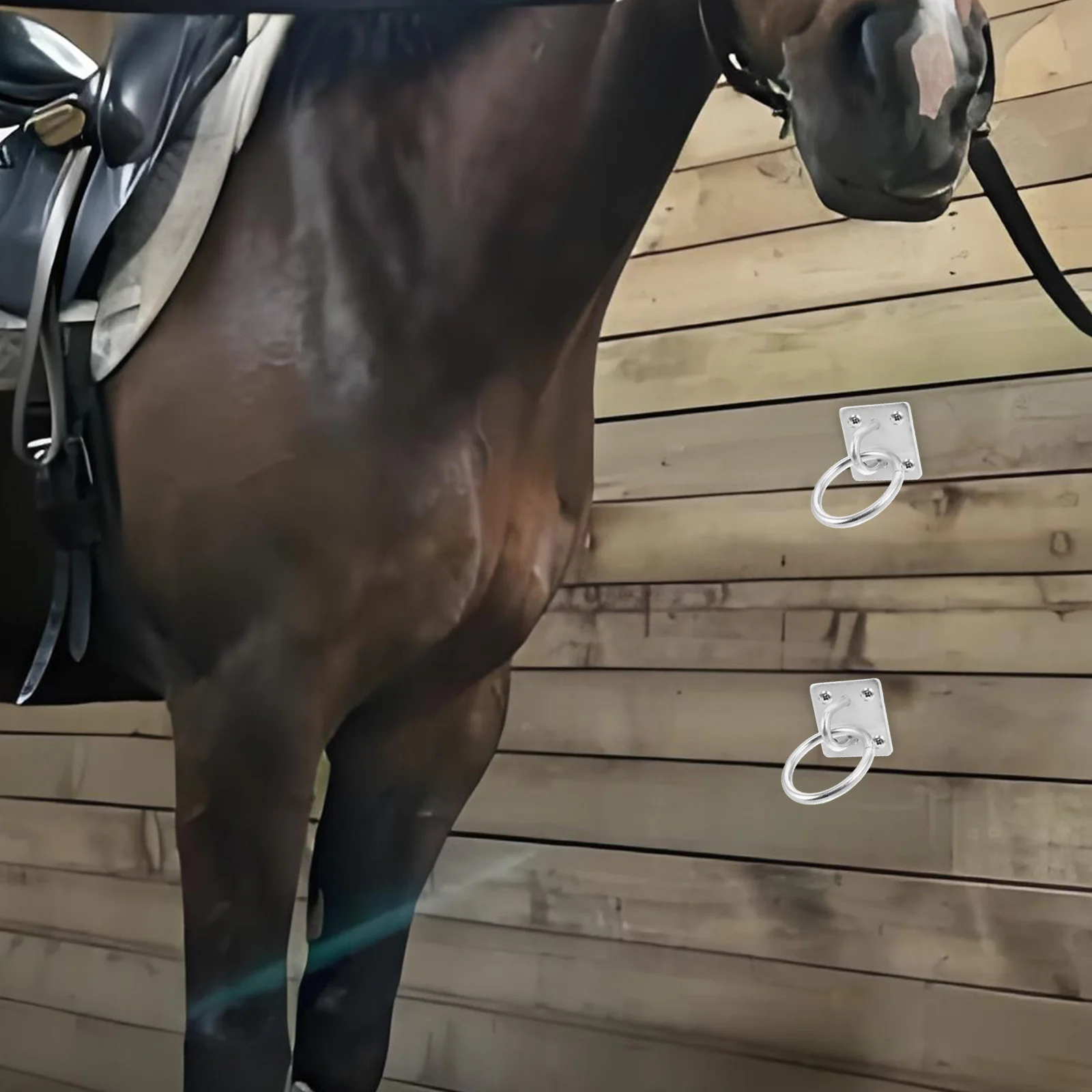 

Tie Ring Heavy Duty Adjustable Anti-Slip For Horse Stall Stable Cross Tie Mounting Block Bathing Training Horse