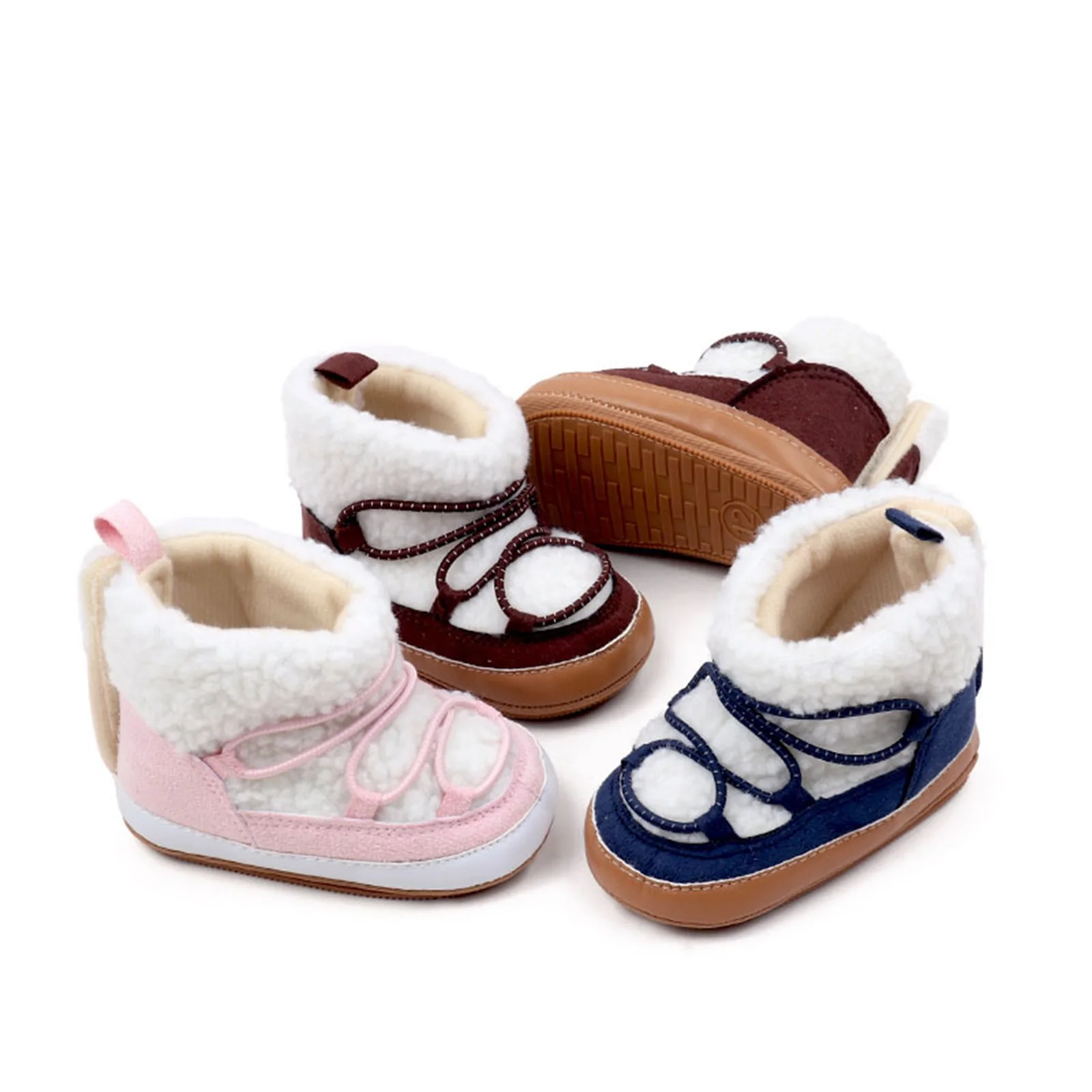 0-18M Infant Winter Snow Boots Warm Lambs Wool Baby First Walker Shoes for Christmas, Baby Shower