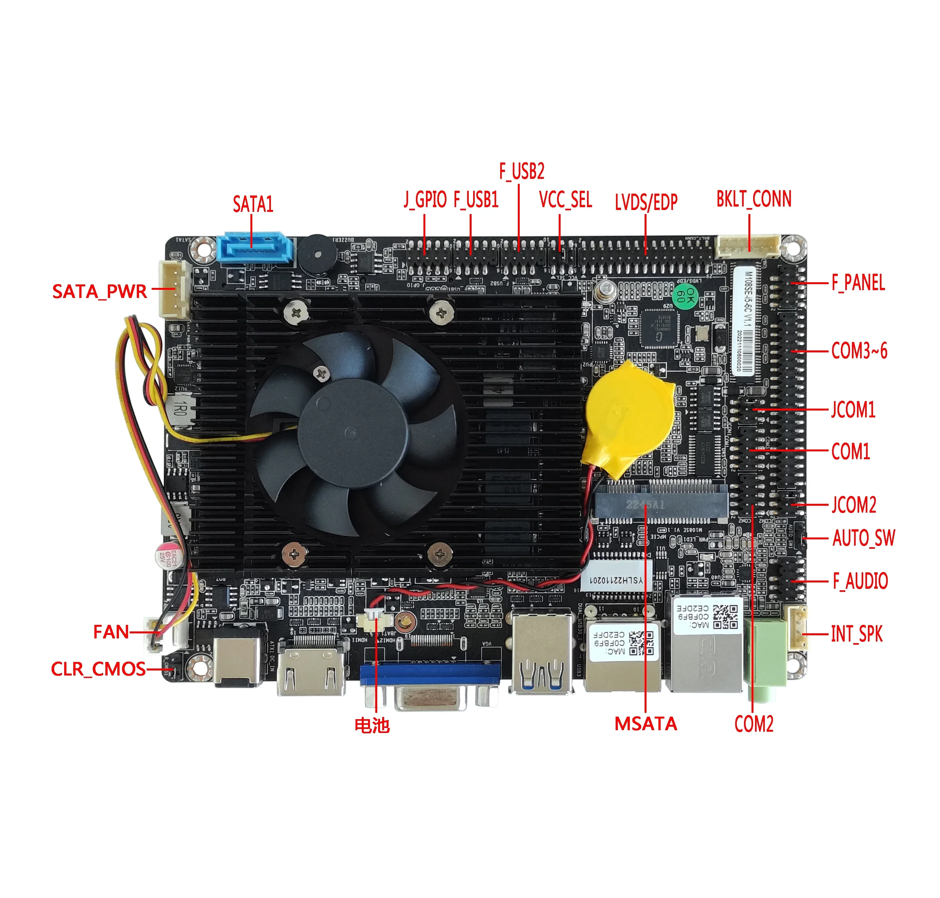 2024 Elsky Small  DC12V19V Max Support DDR4 32GB Ram 8th Whiskey Lake 10th Comet CPU M.2 SATA  MSATA Mini-PCIE Motherboard