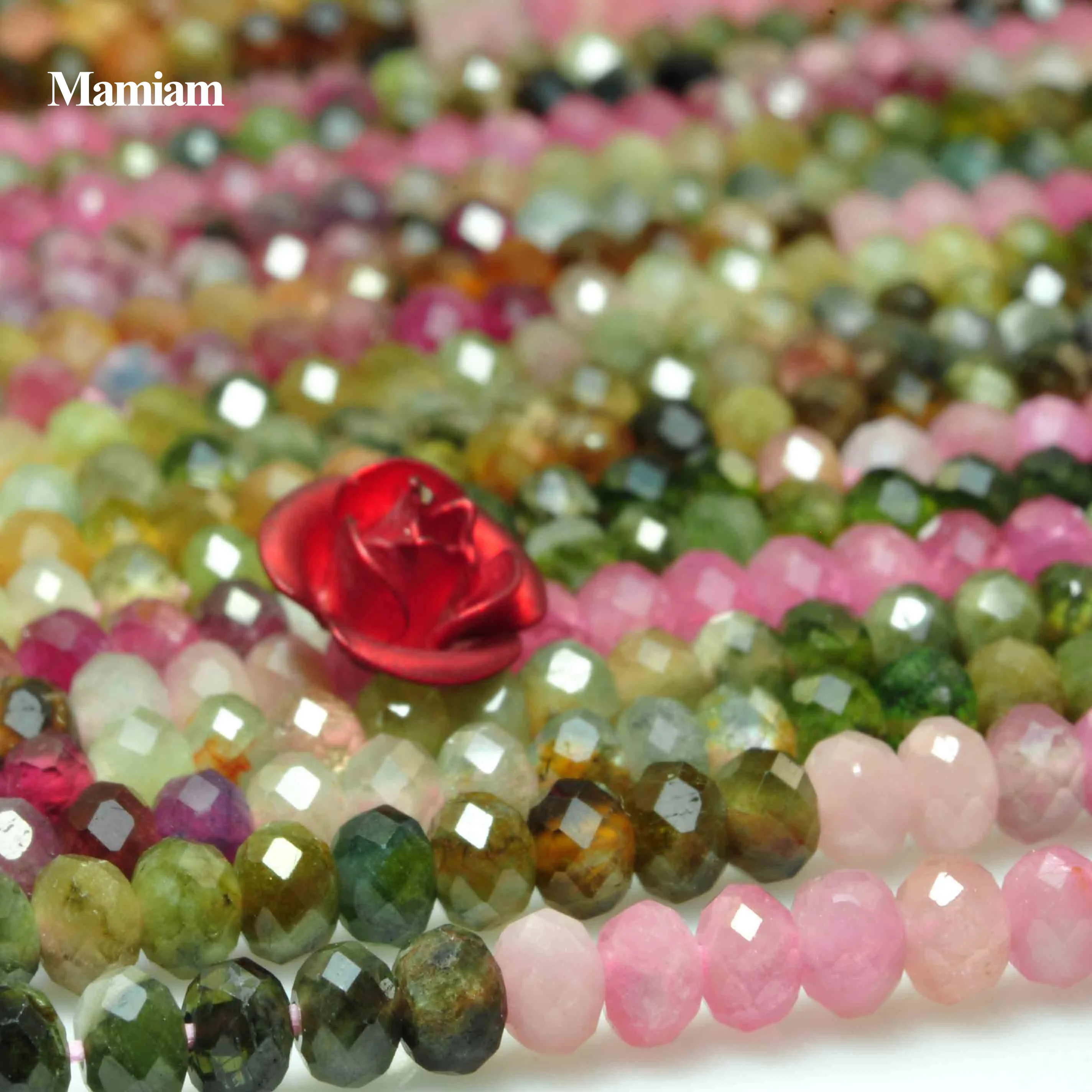 Mamiam Natural AA Colorful Tourmaline Faceted Rondell Bead 1.8x2.7mm 2.8x3.7mm Stone Diy Bracelet Necklace Jewelry Making Design