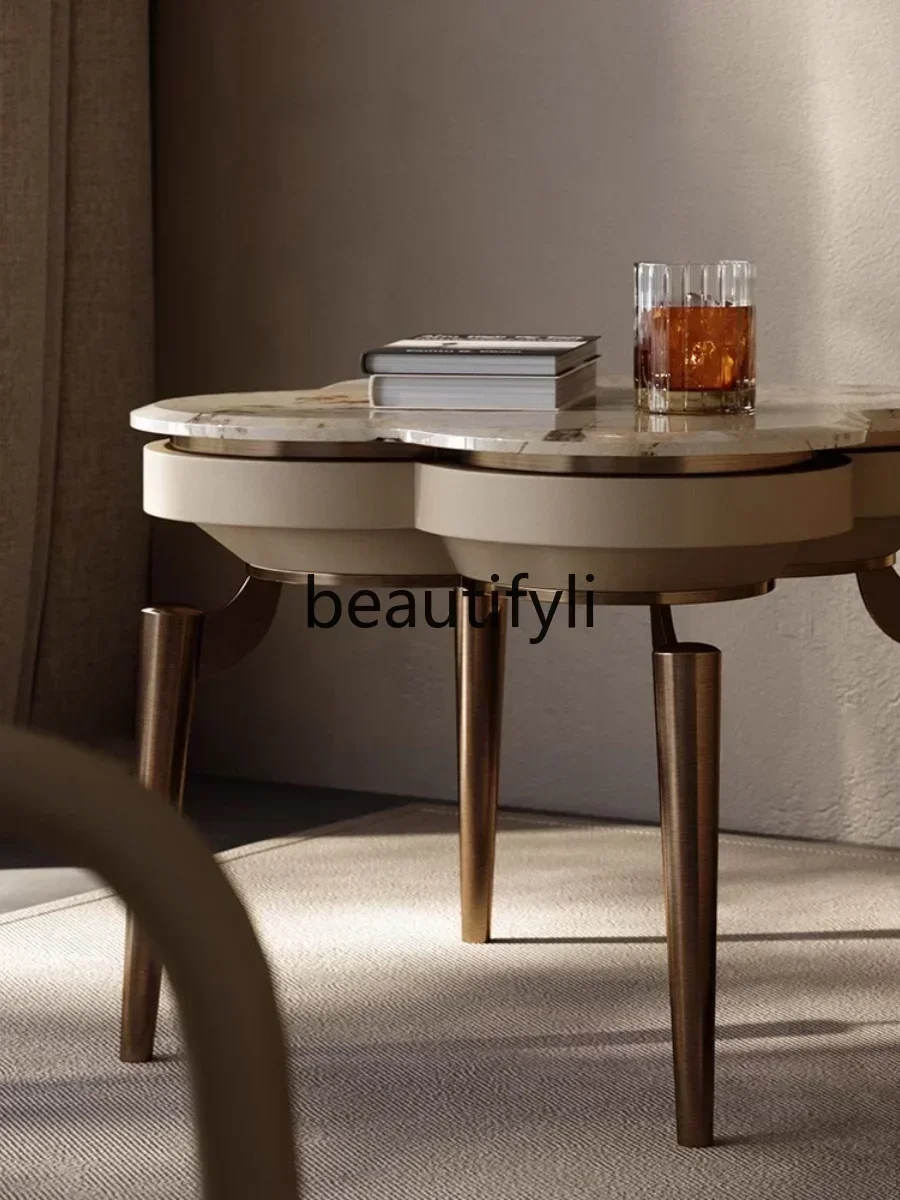 2003 Natural marble four-leaf clover edge few corners yellow bronze round square master design light luxury high-end luxury ston