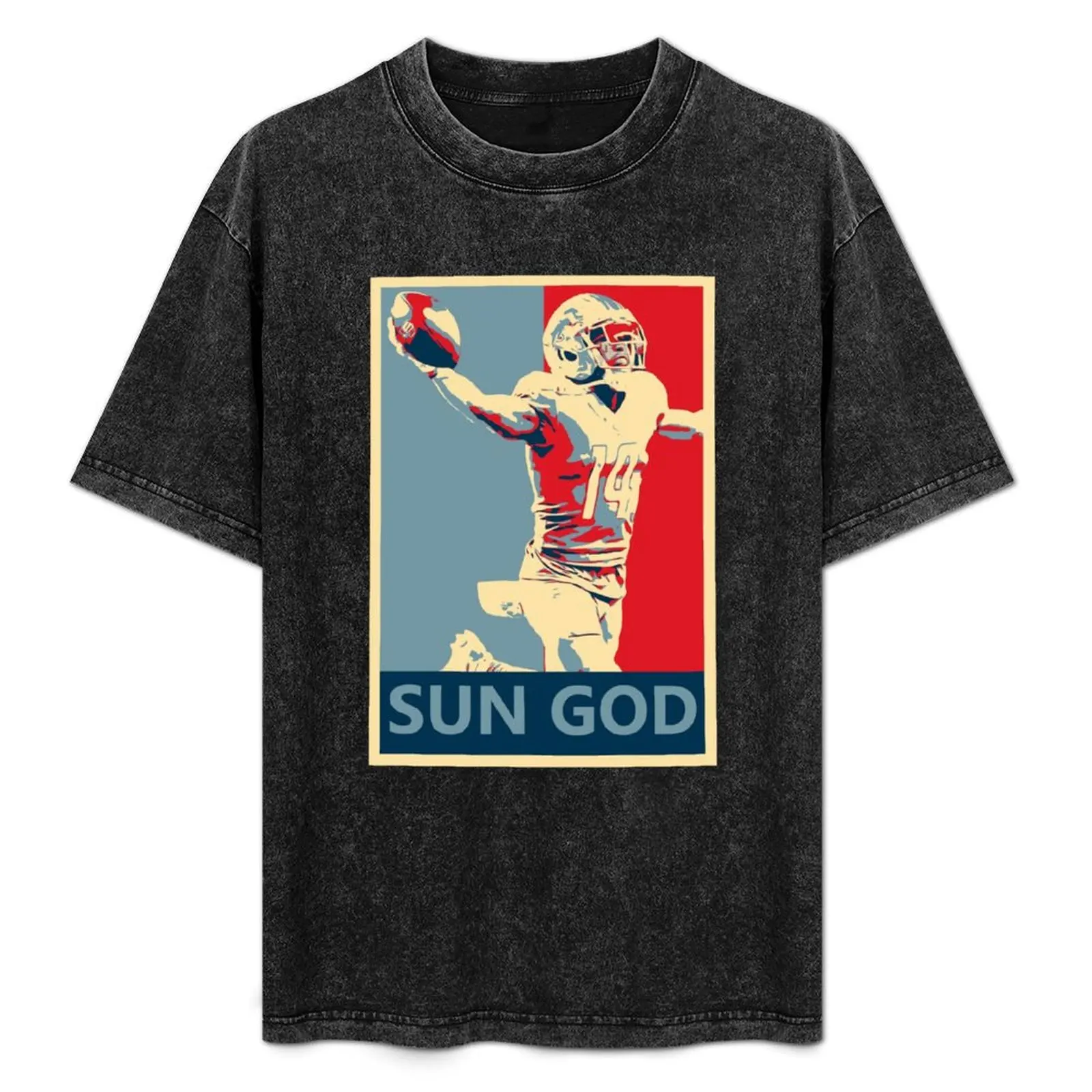 

Amon-Ra St. Brown Lions Sun God Campaign Poster T-Shirt Comfortable Basic Crew Neck Tee
