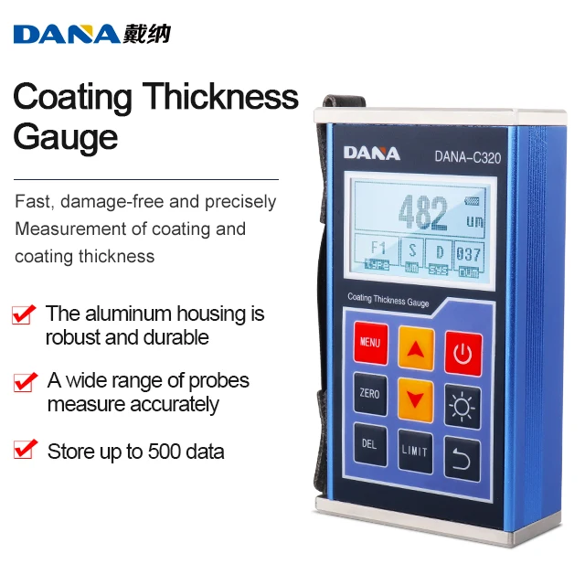 C320 Coating Thickness Gauge Car Paint Film Thickness Meter MFE/NFE Tools Eddy Current Effect Measuring Steel Plate Zinc