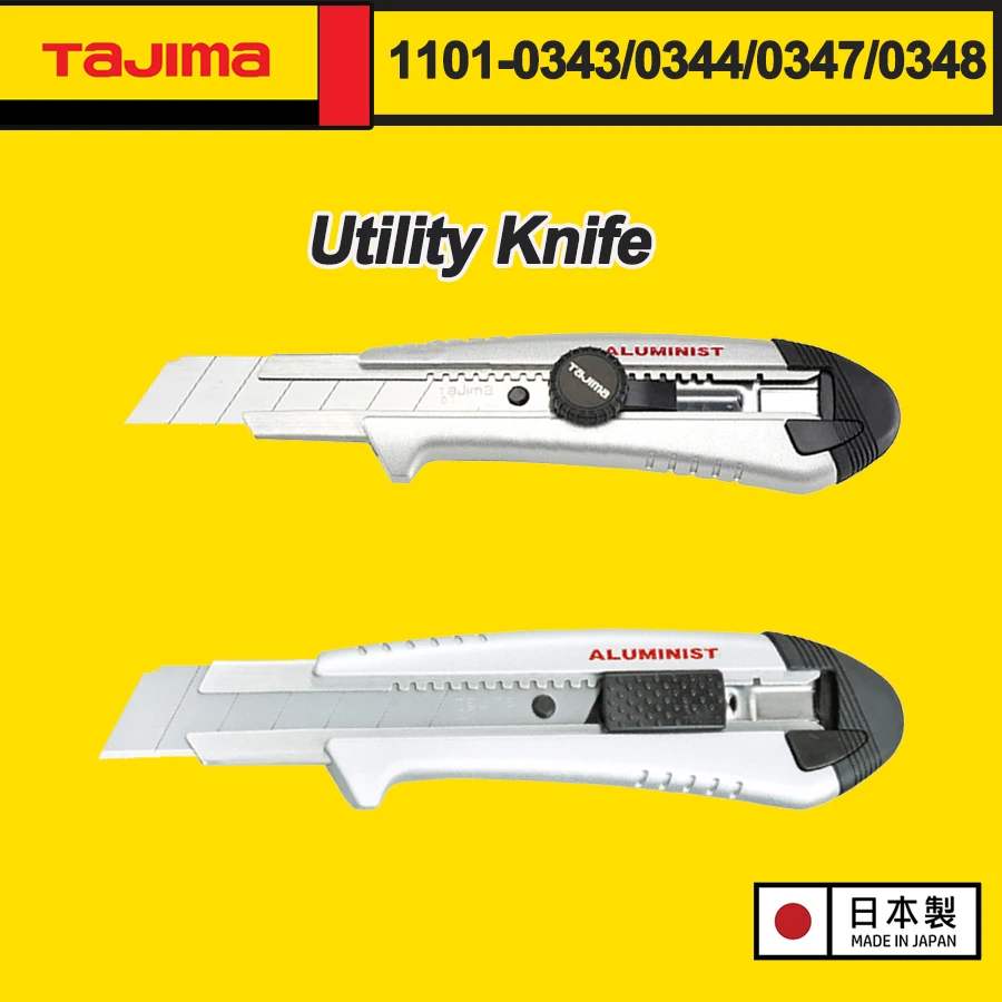 TAJIMA Utility Knife Self-Locking Design with 2 Replaceable Blades High Quality Art Knife 1101-0343/0344/0347/0348