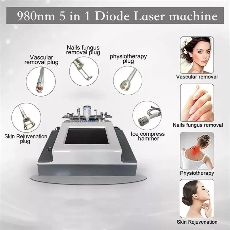 

980nm 5-in-1 Multifunctional Diode Spider Vein Removal Treatment Physical Therapy Machine With Elastic Skin