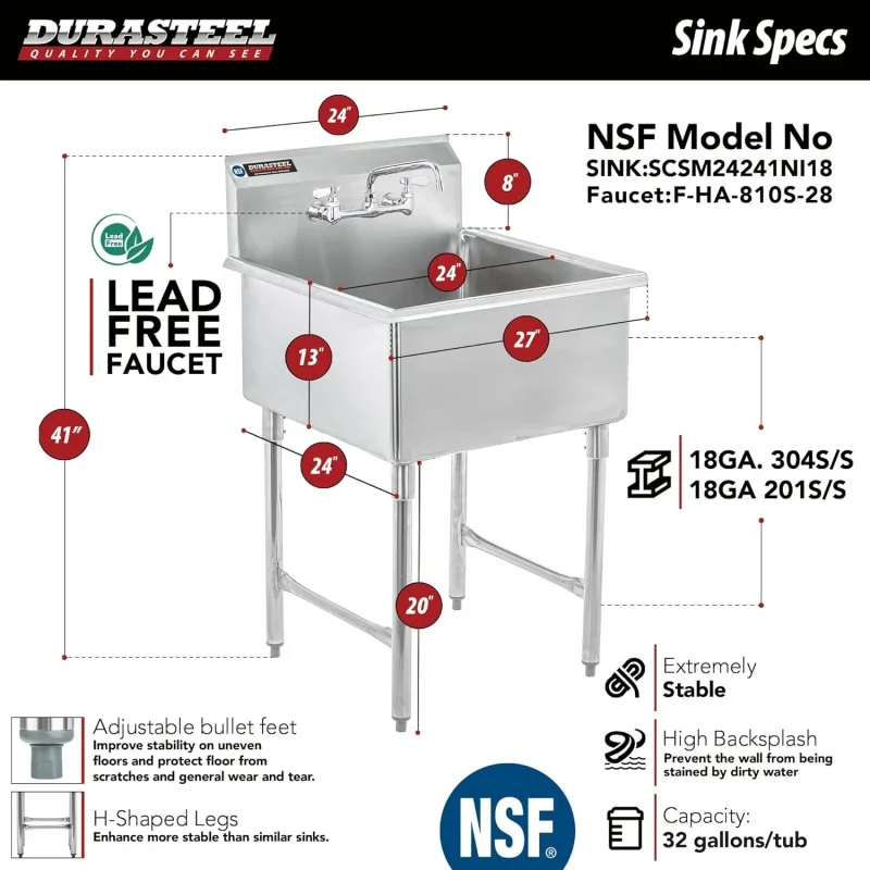 Stainless steel utility sink-24 