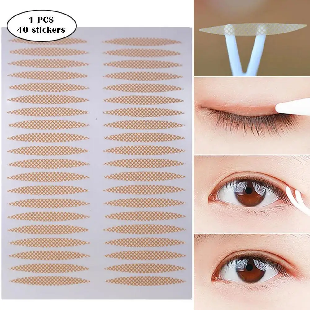 10sheet Gauze Lace Mesh Invisible Double Eyelid Sticker Waterproof Transparent Natural Self-adhesive Eyelid Tape Eye Makeup Tool
