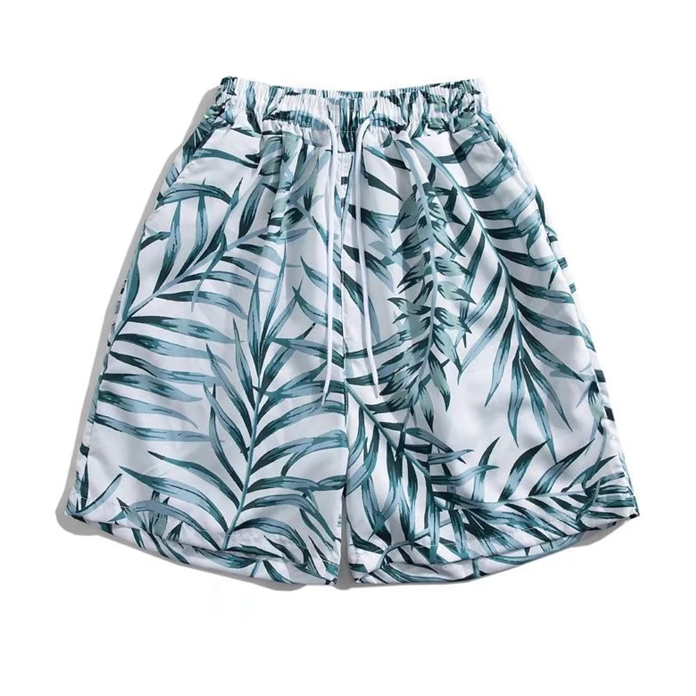 For Beach For Swimming Printed Swim Trunks Beach Shorts Summer Holidays Drawstring Swimming Trunks Drawstring Waist