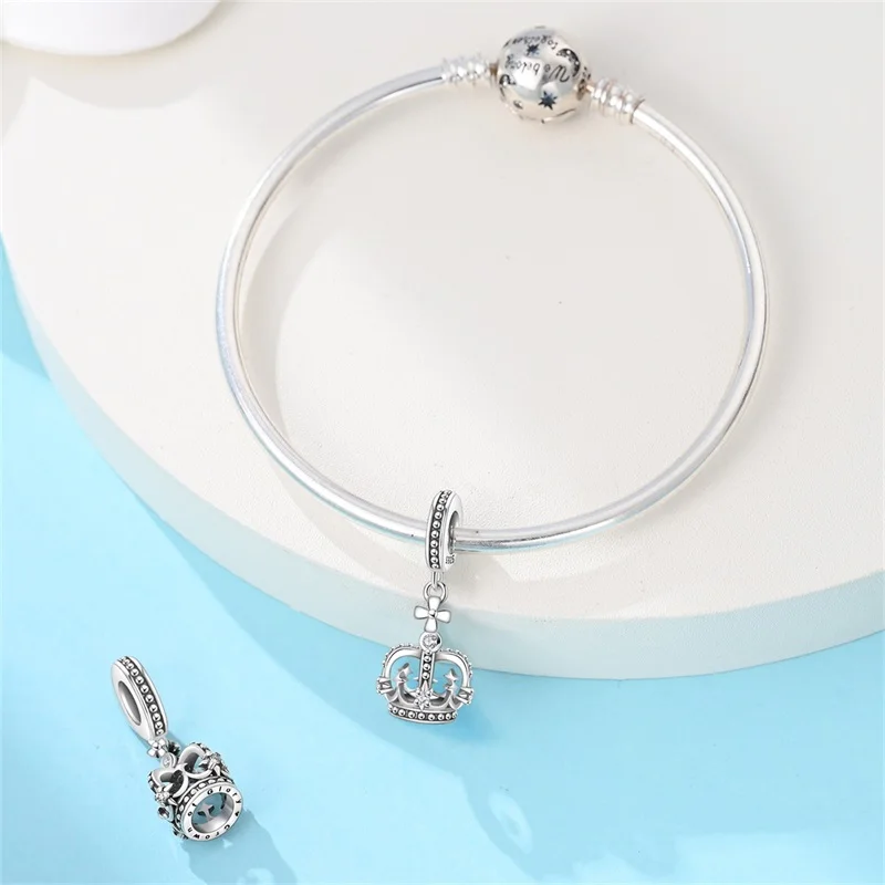 New 925 Sterling Silver Crown Of Glory Charms Pendant For Women Fit Original Bracelet DIY Valentine's Day Jewelry Gifts 4