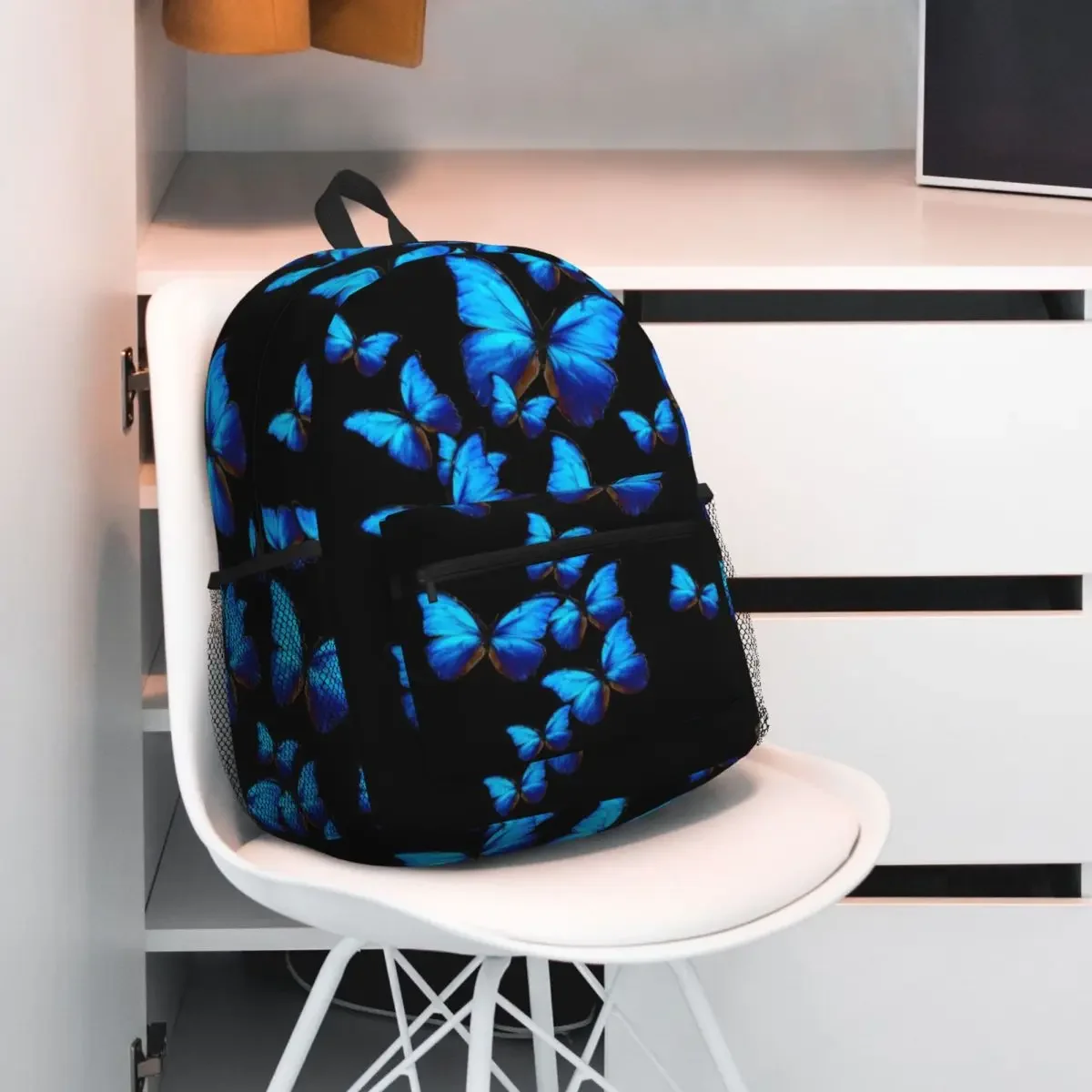 Cute Butterfly Waterproof Student Backpack School Bag Hiking Travel Daypack for Men Women Fashion Bookbag Shoulder Bags