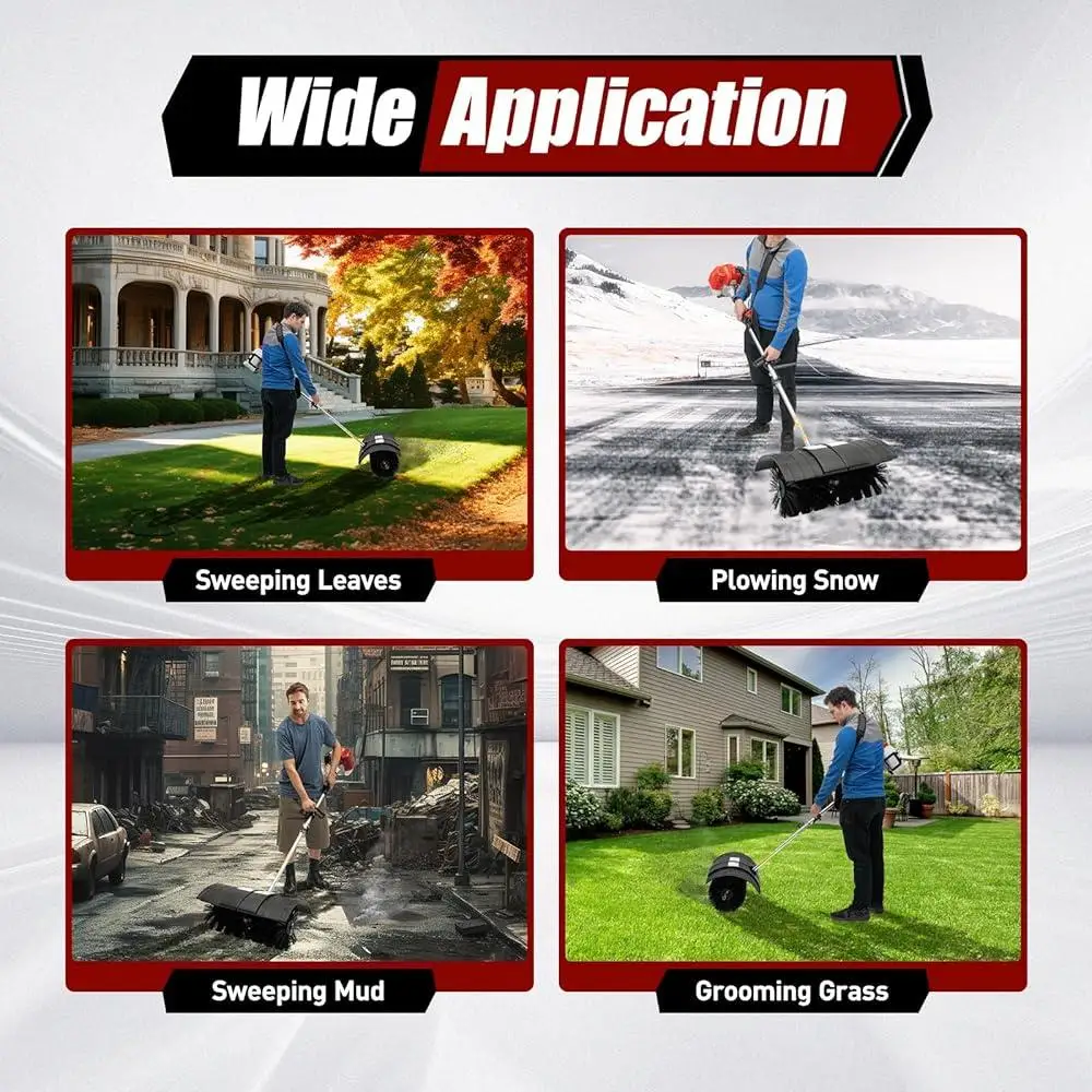 52cc 2.3HP เครื่องกวาดแก๊สเดินด้านหลังไม้กวาดที่มีประสิทธิภาพทนทาน High Power เครื่องยนต์สนามหญ้ากรวดสนามหญ้าทําความสะอาด