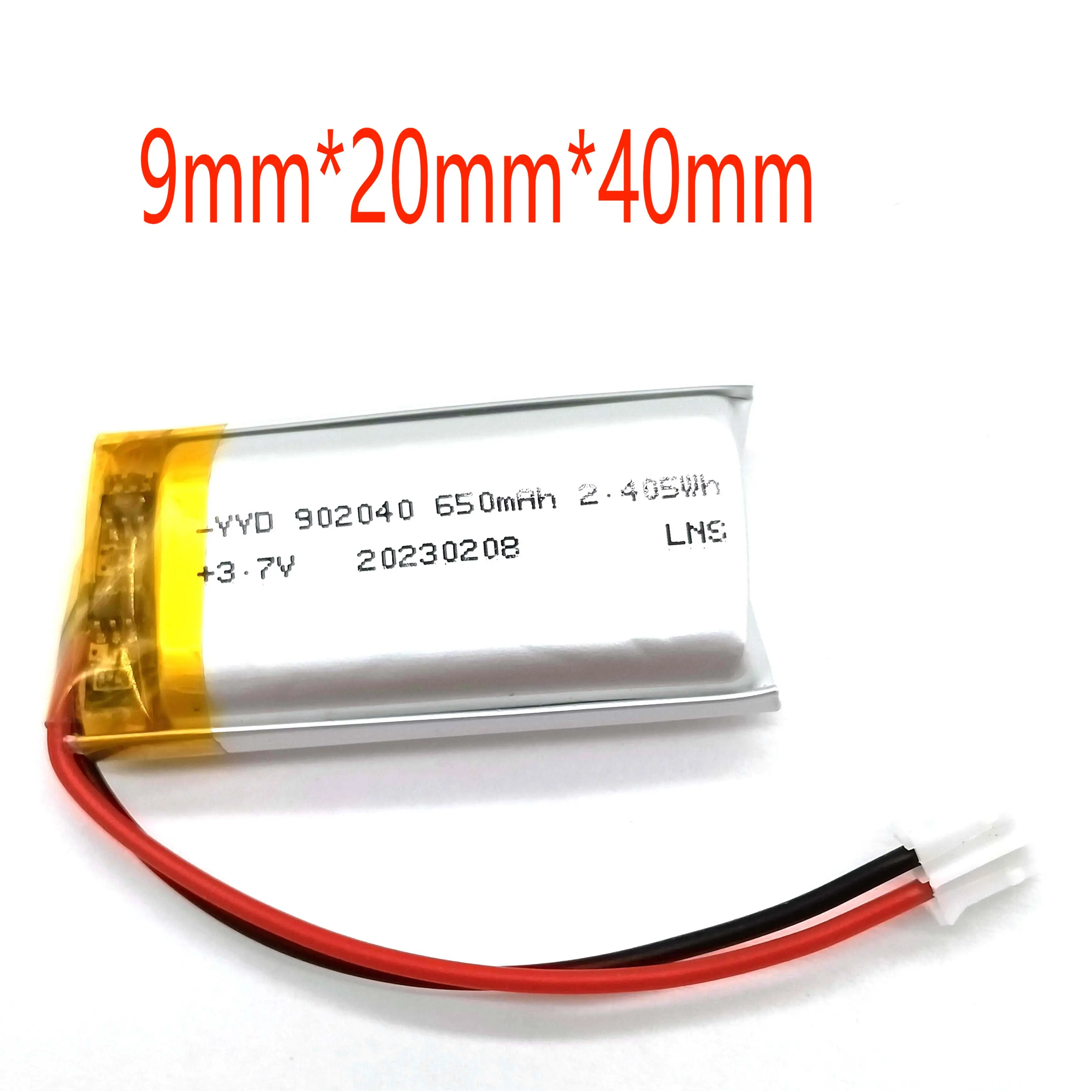 2/5/10/20 pces 3.7v 650mah 902040 bateria de íon de polímero de lítio 2.0mm jst conector