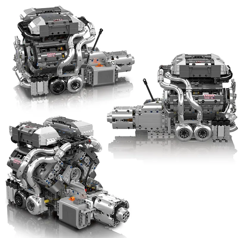 MOLD KING 10201 BUG W16 Kit motore supercar 2024PCS Modello MOC con cambio motore per adulti STEM Education