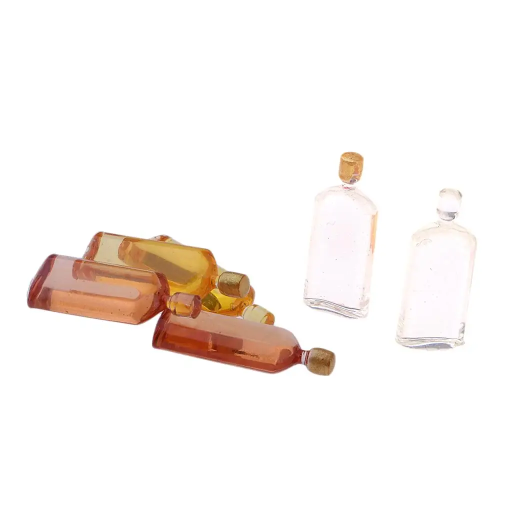 Set of 6 Pieces Miniature Whisky Bottles Model Dollhouse Foods Groceries Kitchen Fairy Garden Decorations