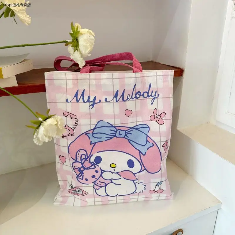 Sanrio Anime Kuromi Bolsa, envolvente Bolsa de Lona, Bolsa Escolar do Estudante, Saco de Grande Capacidade, Livro de Embalagem