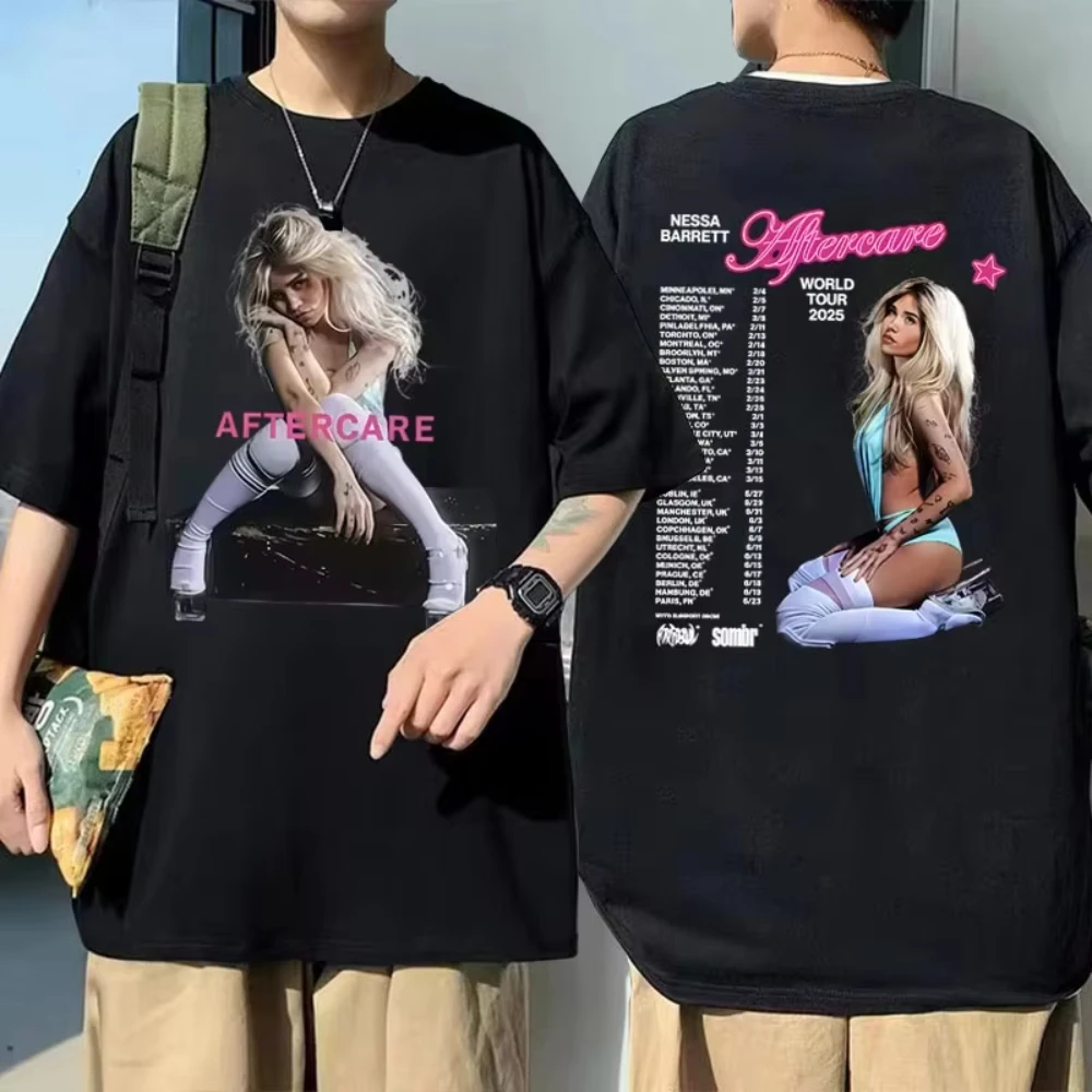 Hot Sale Nessa Barrett Aftercare Tour 2025 T Shirt Men's Women Fashion Pop Punk Music T Shirts Unisex Vintage Oversized T-shirts