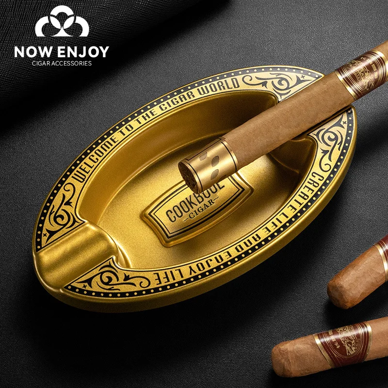 

Creative Dual Slot Cigar Ashtray Resin material Luxury Cigar Accessories Portable Lightweight Ashtray Office Home Decoration
