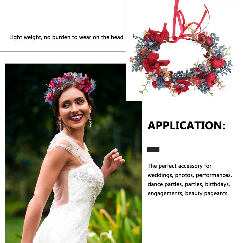 

Artificial Floral Headband Elegant Wedding Flower Crown Bride Hair Wreath for Beauty Pageants Flower Headband Girl Head Garland
