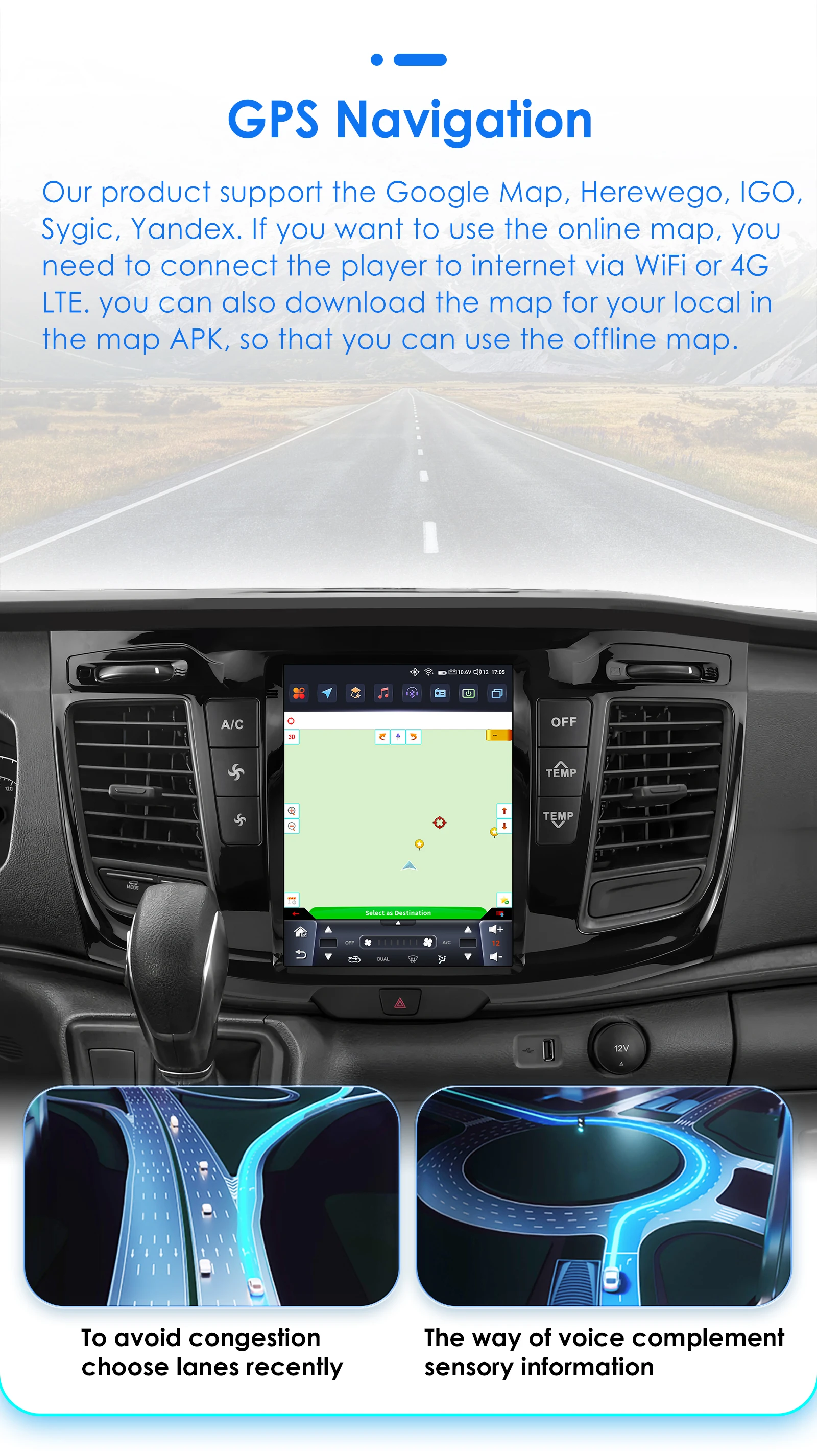 Hizpo Android 14 Auto Stereo Auto GPS Für FORD Transit 2021 2022 2023 Porträt Touchscreen Carplay 4G Wifi RDS Bluetooth 9,7" – Detail 24