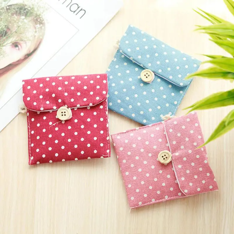 New Sanitary Pad Pouch Mini Folding Women Cute Bag for Gaskets Napkin Towel Storage Bags Pouch Case Sanitary Pad Organizer