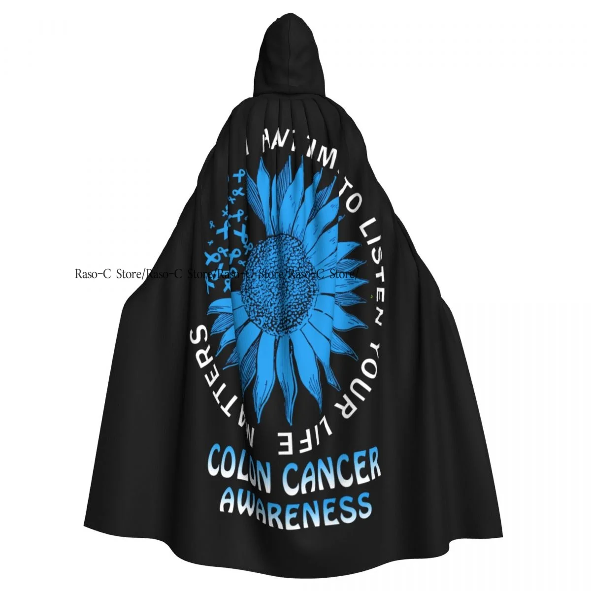 Unisex Adult Colon Cancer Awareness Home Decorative Flag Cloak with Hood Long Witch Costume Cosplay