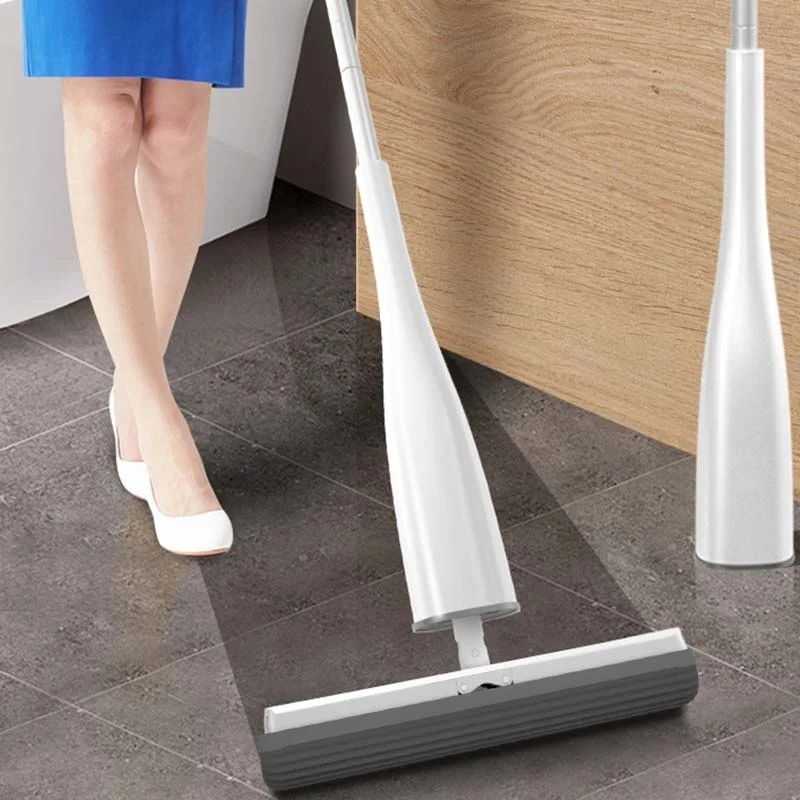 Free Hand Washing Flat Mop with PVA Sponge Mop Heads 360 Degree Rotating Magic Mop For Household Kitchen Floors Cleaning