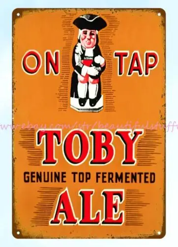 ornate inspirational wall art TOBY BEER on tap metal tin sign