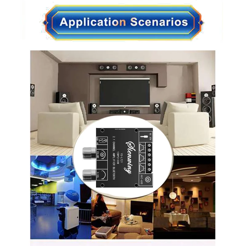 YS-LT21 2.1 Channel Bluetooth Amplifier Board 15W+15W+30W with Subwoofer Knob Adjusting Encoder Audio Module DC9-24V Rich
