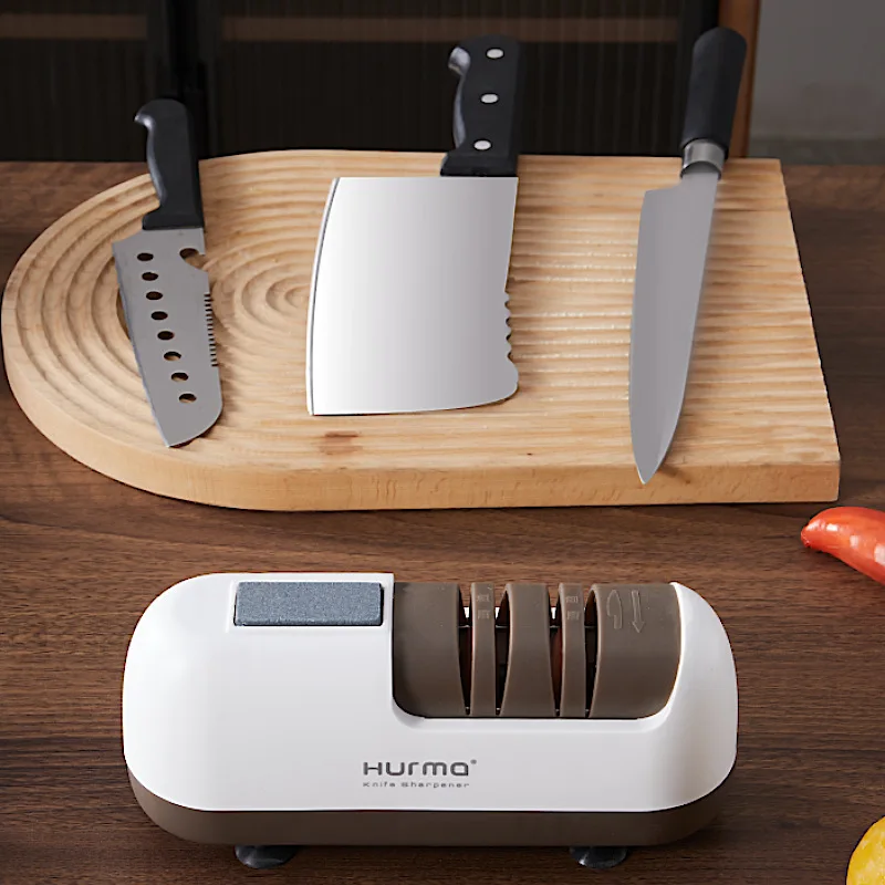 Electric diamond knife sharpener for home and commercial use portable adjustable device with non-slip base double-sided sharpeni