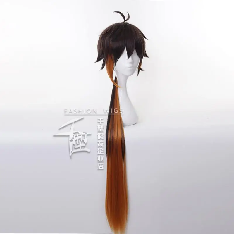 Game Genshin Impact Zhongli Cosplay Wig Gradient Long Heat Resistant Synthetic Halloween Carnival Role Play Wigs