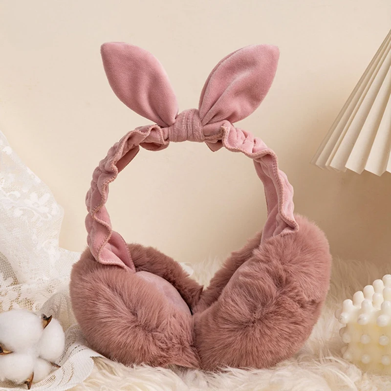 

Girls Earmuffs Faux Rabbit Fur Hang Ear Cover Warm Winter Cute Headwear Ear Muffs Fur Earmuffs Unisex Adult Ear Warmer Fold