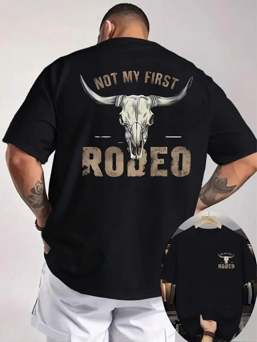 

Not My First Rodeo Printed Mens T-Shirt Western Cowboy Style Loose Fit